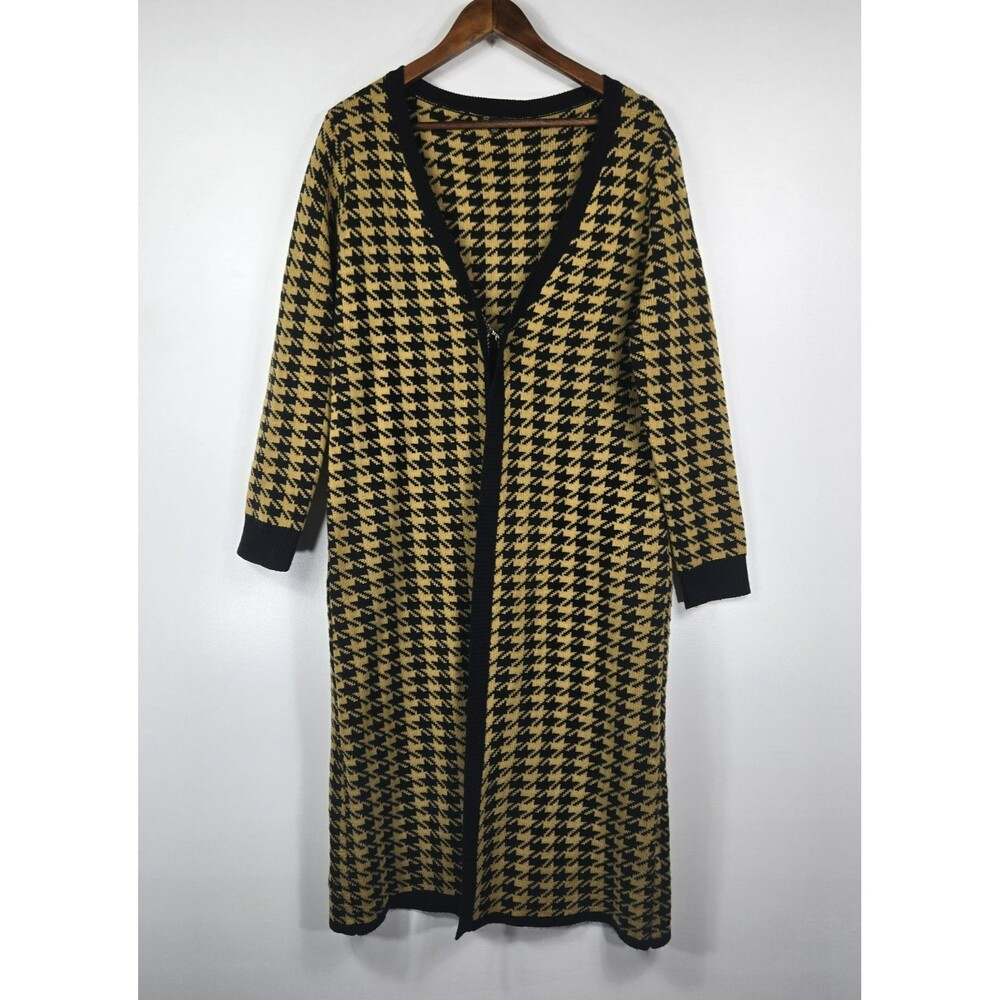 Baciano by Bacci Women's Size Large Black Yellow‎ Duster Cardigan Sweater